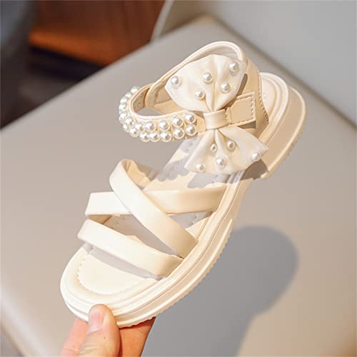 Sandals For toddler Girls Kids Slip On Shoes Toddler Kids Girls Pearl Butterfly Knot Single Princess Shoes Sandals For (White, 9.5 Little Child)4