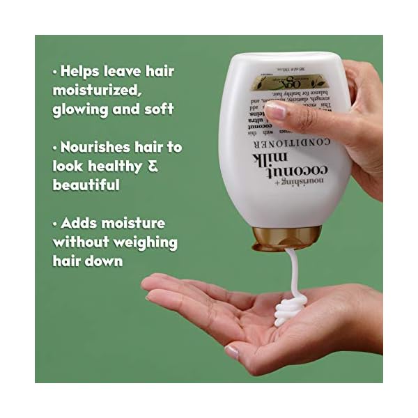 OGX Nourishing + Coconut Milk Moisturizing Conditioner for Strong & Healthy Hair, with Coconut Milk, Coconut Oil & Egg White Protein, Paraben-Free, Sulfate-Free Surfactants, 25.4 fl oz