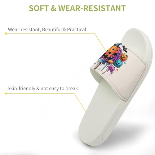 Halloween Pumpkin Candy Lollipop Funny House Sandals Non Slip Shower Slippers Quick Drying Bathroom Shoes for Women Men3