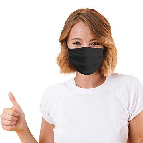 10 x Gesichtsmaske Sigi M011 wiederverwendbar waschbar 2 lagig 100% Baumwolle Unisex Maske nachhaltig schwarz