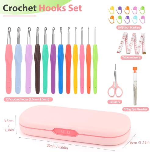 Coopay Crochet Hooks Set with Case,Crochet Hook Kit for Arthritic Hands - 1