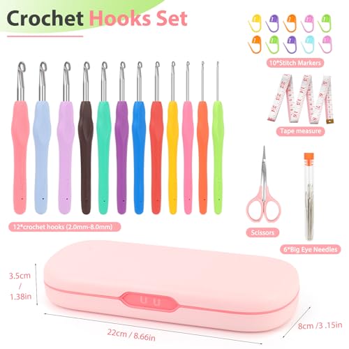 Coopay Crochet Hooks Set with Case,Crochet Hook Kit for Arthritic Hands