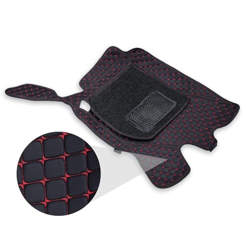 Image of Auto Fusion Premium 7d Car Mats Universal for All Cars | Luxury Double Stitched 7 Layer Protection Car Floor Tray Mats | 100% Waterproof and Washable (Black with Red Stitching, Universal)