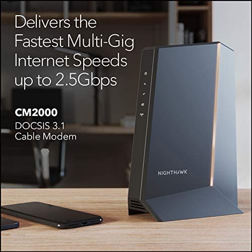 Netgear Nighthawk Multi-Gig Cable Modem Cm2000 - Compatible With All Cable Providers Incl. Xfinity, Spectrum, Cox | For Cable Plans Up To 2.5Gbps | Docsis 3.1 (Renewed) #TOP1