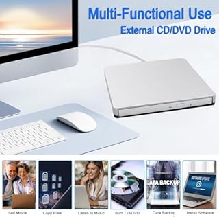 VikTck External USB-C SuperDrive DVD CD Drive Portable DVD CD Reader/Burner for Apple-MacBook Air/Pro/iMac/Mini/MacBook Pro/ASUS/DELL/Laptop with USB-C Port Plug and Play