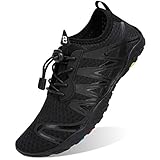 WateLves Men's Black Size 6 Water Shoes, Quick-Dry Aqua Socks for Swimming, Surfing, Yoga & Water Aerobics