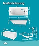 Calmwaters® Premium Badewanne Komplettset 170x75 cm Original, Made in EU, 3in1 Acryl-Badewanne mit Wannenträger & Ablaufgarnitur, Körperformbadewanne, Rechteckbadewanne 170 x 75, 200 l, Weiß