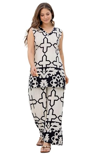 Kurta pour femme en coton imprimé idéal pour vos journées d'été en palazzo