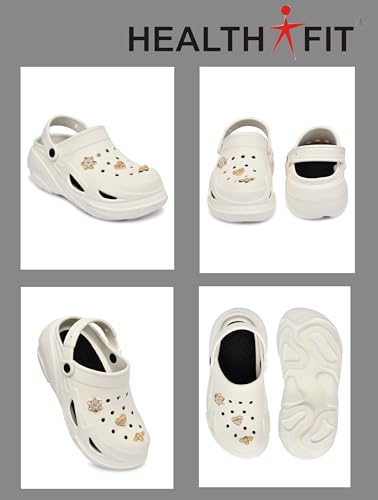 Image of HEALTH FIT SUPER SOFT Comfortable Adjustable Back Strap Clogs & Cute Charms |Waterproof Anti Skid & Lightweight Cushioned Stylish Clogs Mules for Women's & Girl's HFSILK11