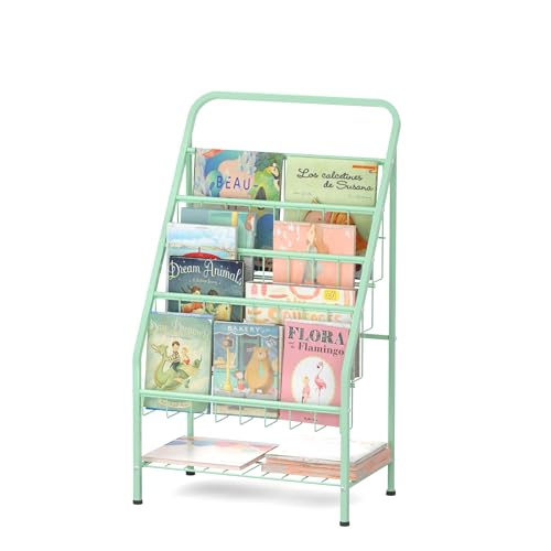 JAQ Bookshelf for Toddlers, 4-Tier Metal Kids Bookshelves...