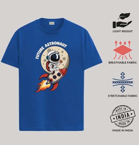 Image of ADRO T Shirts for Boys & Girls | Astronaut Printed T-Shirt | Ages 3-14 | 100% Cotton Round Neck Tshirt for Boys