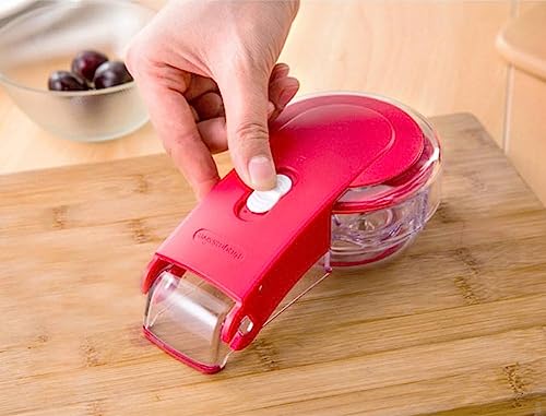 Foto von Cherry Stoner Entferner Multi Cherry Pitter Cherry Stein Samen entfernen Kern einfach mit Griff drücken 6 Kirschen Pitter rot.