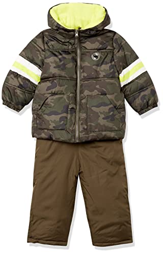 iXtreme Boys' Insulated Two-Piece Active Colorblock Snowsuit, Olive Camo, 12M