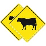 Anobell 18'×18' Cow Crossing Sign Engineer Grade Reflective Aluminum 2 Pack