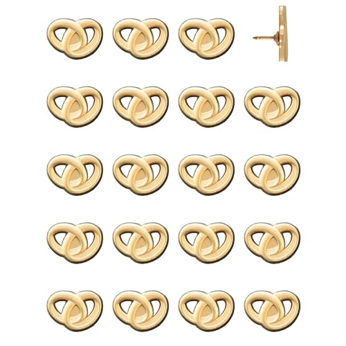 Image of Wedding Rings Push Pins - Gold Intertwined Wedding Rings Map Pins for Cork Boards, Maps, or Lapel Use - Designed in USA - Set of 20