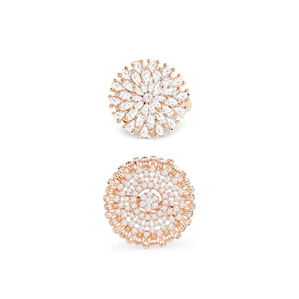 ZAVERI PEARLS Set of 2 Rose Gold Cubic Zirconia Contemporary Adjustable Finger Rings For Women-ZPFK13454 - Image 8