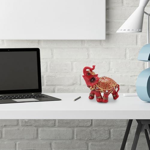 KJAOYU Feng Shui posągi czerwonego słonia, szczęśliwy feng shui, figurka słonia - wykwintne bogactwo i szczęście figurka do dekoracji domu i biura, idealny prezent na parapetówkę (rozmiar S)