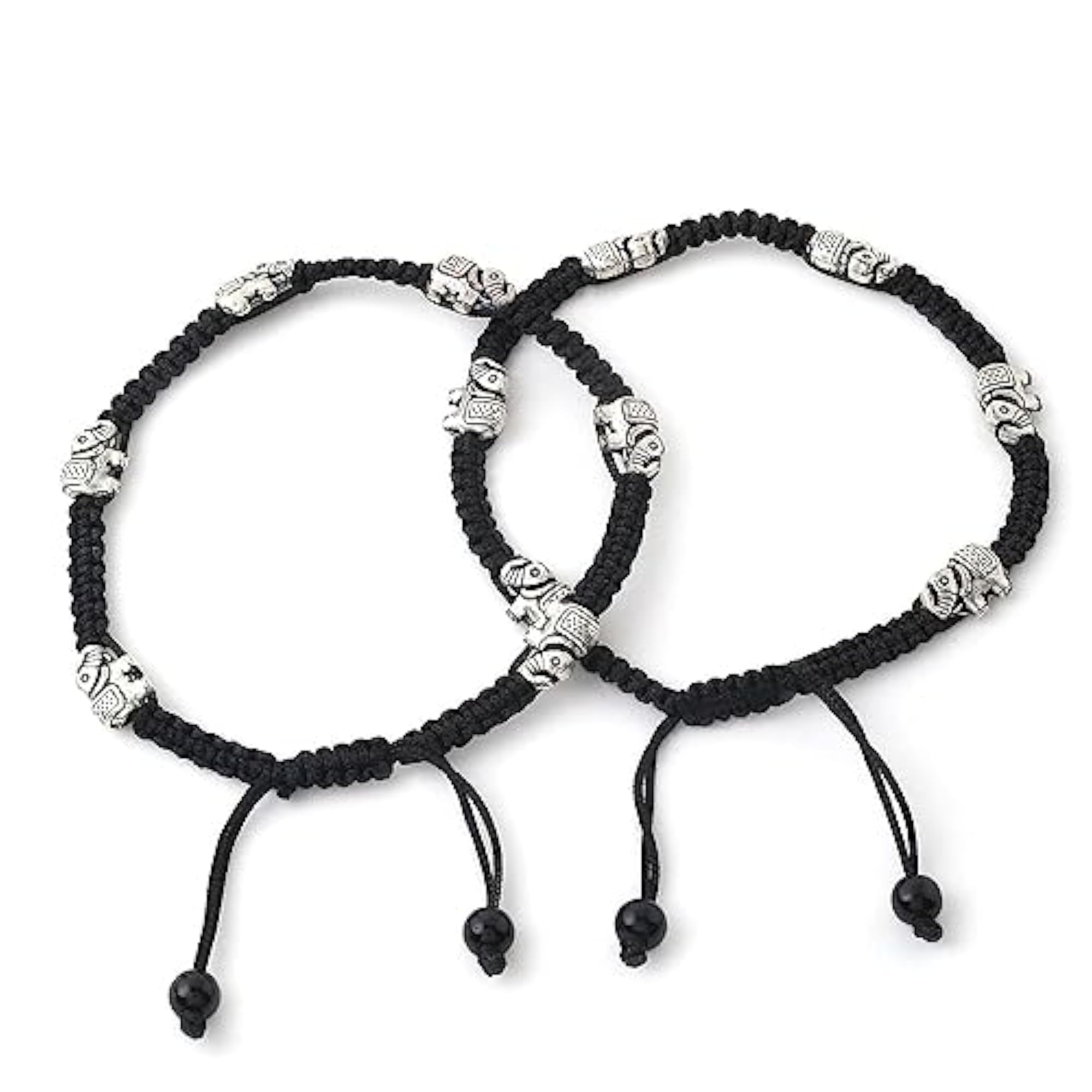 Women's Black Thread Anklet with Elephant Charms, Trendy Gift