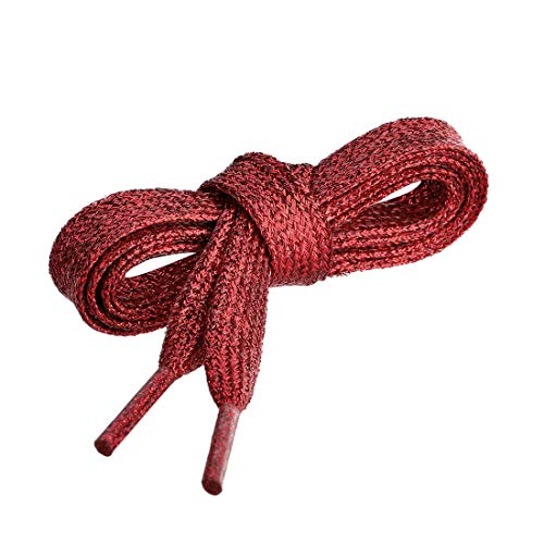Allegra K Glitter Shiny Metallic Sparkling Shimmery Flat Sneakers Shoelace Shoe Laces Strings 110Cm/43.31" Red #TOP2