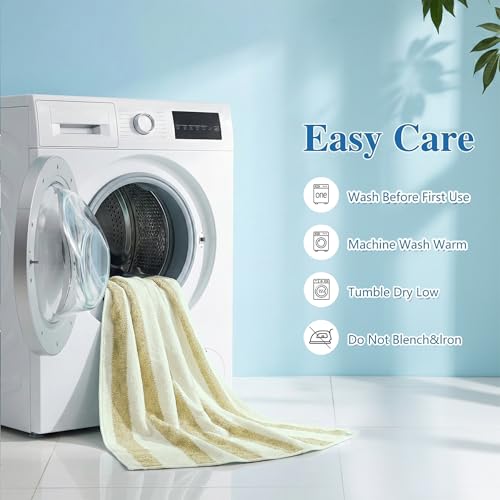 Image of Cortina Stripe Printed Towels for Bath (70 x 140 cm) 380 GSM Microfiber, Ultra Soft, Highly Absorbent & Quick Dry for Gym, Beach & Bathroom Towels for Men, Women & Kids (Purple Strip)