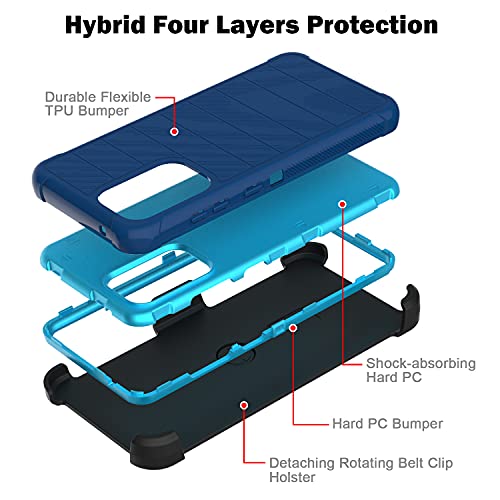 Leptech For Galaxy A52 5G/4G Case With Soft Tpu Screen Protector, [Holster Series] Full Body Heavy Duty Armor Protective Phone Cover With Kickstand Belt Clip Case For Samsung A52 5G/4G 6.5" (Navy) #TOP4