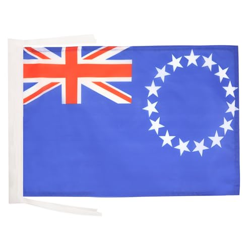 AZ FLAG - Drapeau Iles Cook - 45x30 cm - Pavillon Des Iles Cook 100% Polyester Avec Deux Cordelettes - 20g