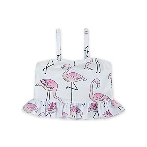 Image of Girls' Two Piece Swimsuit Set Ruffled Bikini Swimwear (0-12months, Flamingo)
