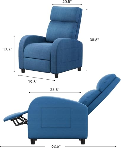 Image of Homall Recliner Chair, Recliner Sofa Fabric for Adults Dark Blue Recliners