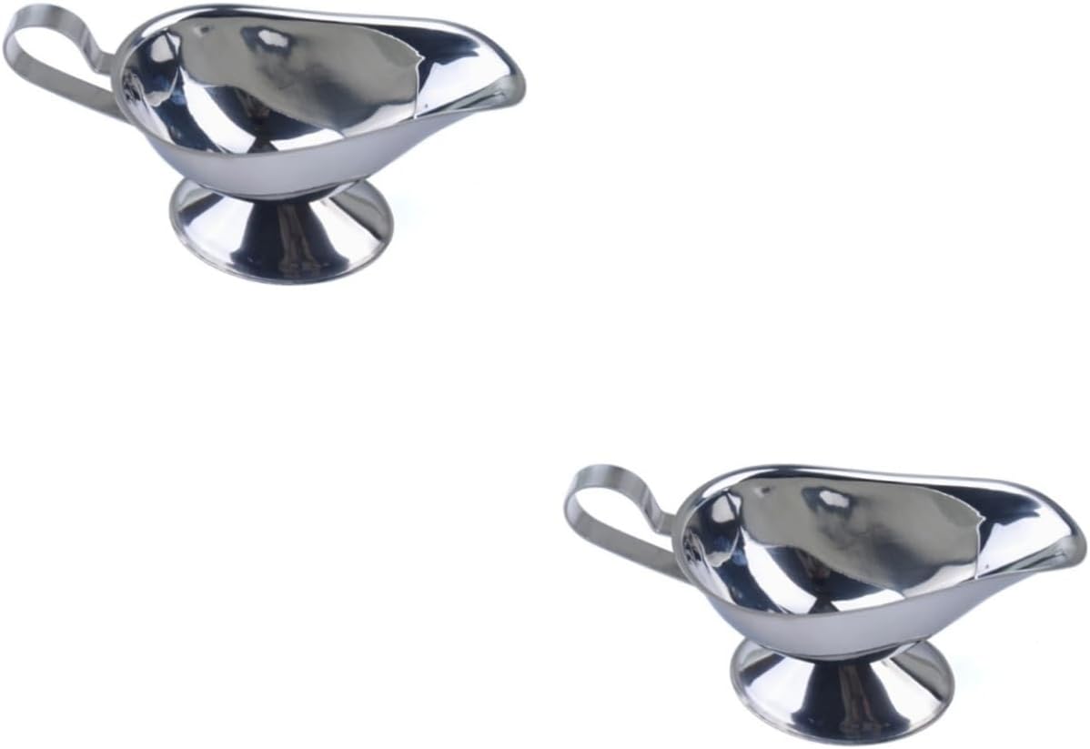 MAGICLULU 2pcs Thick Stainless Steel Gravy Boat Capacity Sauce Jug Server Pourer for Restaurants Easy to Clean Dishwasher Mirror Finish for Gravies and Dressings
