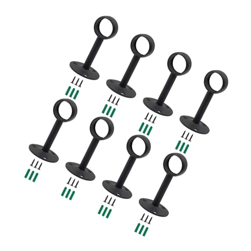 LALAFINA 8個 浴?杆支架 天井取り付け用 耐久性に優れた鋼製カーテンロッドホルダー 多用途カーテン竿受け ブラック キッチン リビング 寝室