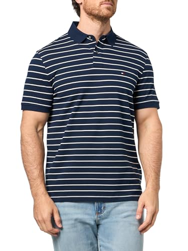 Image of Tommy Hilfiger Men's Short Sleeve Polo Shirts in Regular Fit With Stretch and Organic Pique Cotton