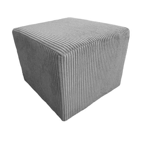 Extrasen Hocker Wohnzimmer Sitzhocker - Quadratisch 40 x 40 cm - Sofahocker - Dünner Cord Grau