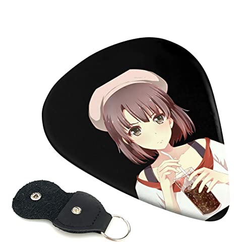 6枚セット ギターピック 加藤恵 冴えカノ スタイリッシュ 3種厚さ0.46/0.71/0.96mm 6弦アコースティックギター、エレクトリックギター、ベース、バンジョー、マンドリン 6つのギターピックに適しています おにぎり型紛失防止 ギターアクセサリ