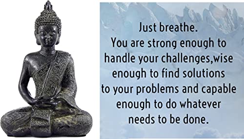 Bellaa Black Buddha Statue Enlightenment Meditation Dhyana Mudra Sitting Blessing Goodluck Happy Collectibles Figurines Sculpture Living Room Outdoor Garden Patio Lawn Farmhouse Boho Home Decor #TOP5