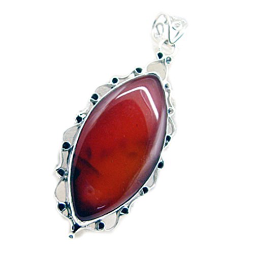Pendentif Onyx Rouge véritable et argent 925 de haute joaillerie - 2