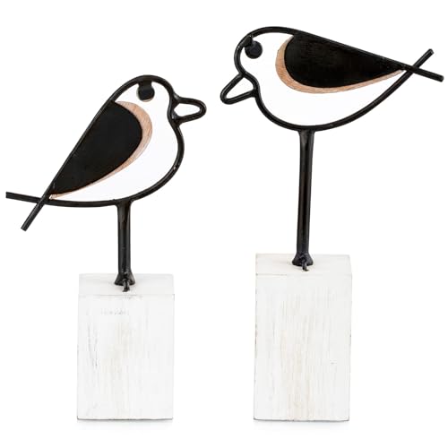 Sziqiqi Bird Statues For Home Decor - Small Cute Robin Birds Figurines Accent For Shelves Mini Knick Knacks Metal Bird Sculptures With Wood Base Bird Animal Decor For Living Room Gifts For Bird Lovers thumb #8