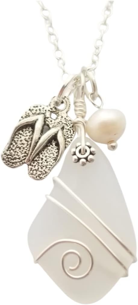 Sea Glass Necklace with Wire-Wrapped Pendant