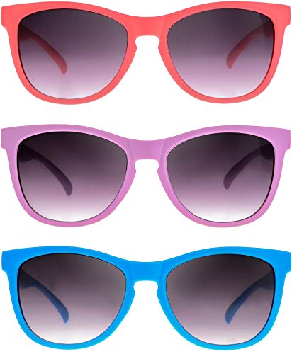 Sunglasses for Kids Gift Idea for Boys Girls Age 2-9 - Exquisite Packaging (K3-Pink, Purple, Blue, 3 pairs)