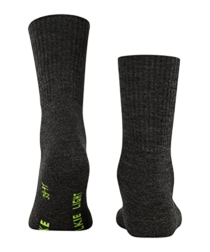 Image of FALKE Unisex Walkie Light Socks, Crew Length, Thick Sole, Hiking Sock, Breathable, Moisture-Wicking, Merino Wool, Grey (Smog 3150), 9-10, 1 Pair