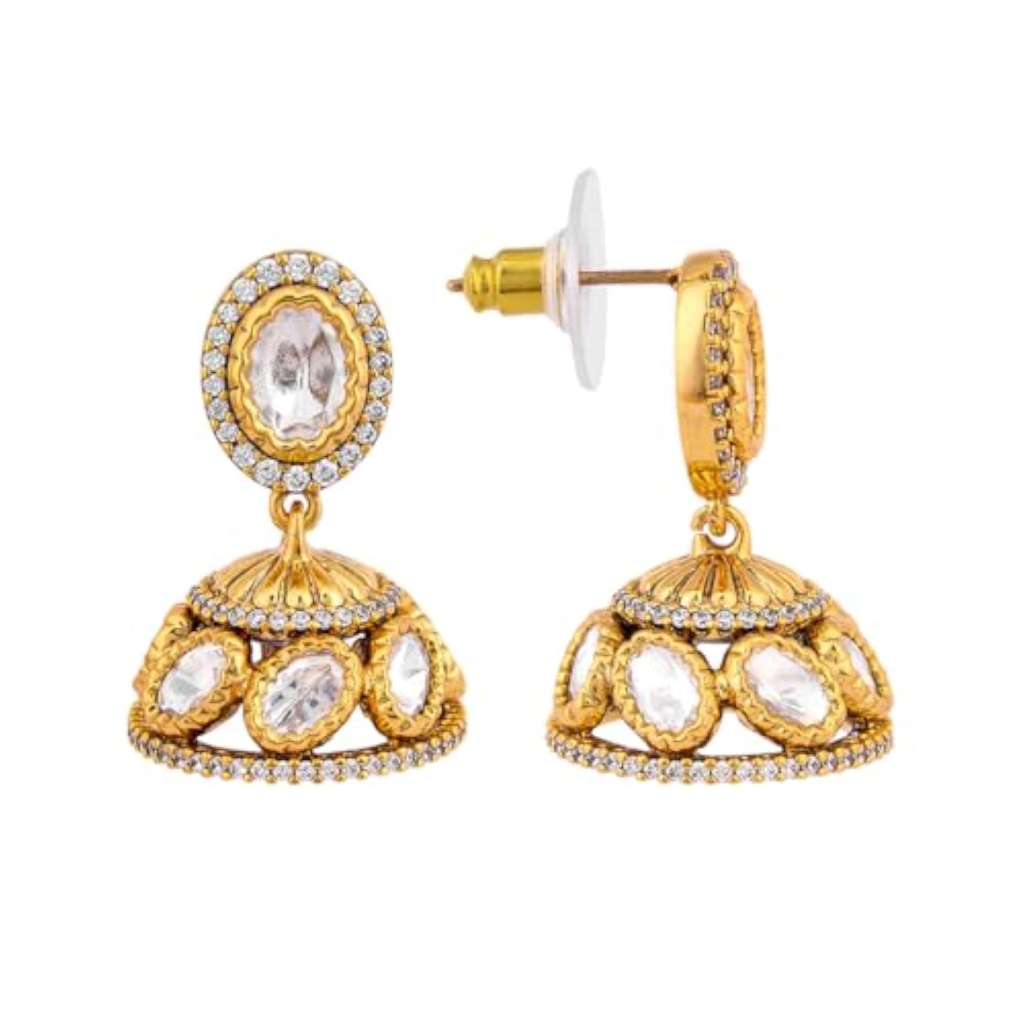 White Victorian Polished Copper Kundan Necklace for Women
