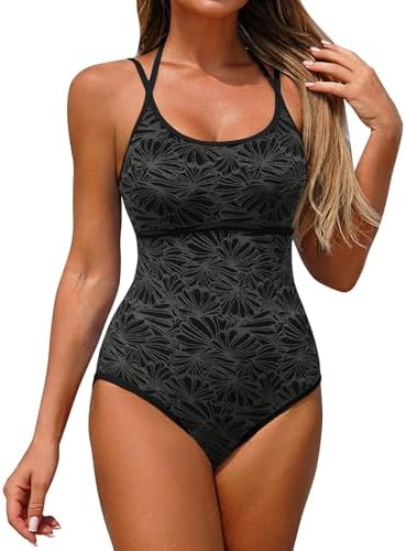 ZAFUL Womens One Piece Swimsuits Tummy Control Bathing Suit High Cut Adjustable Strap Swimwear