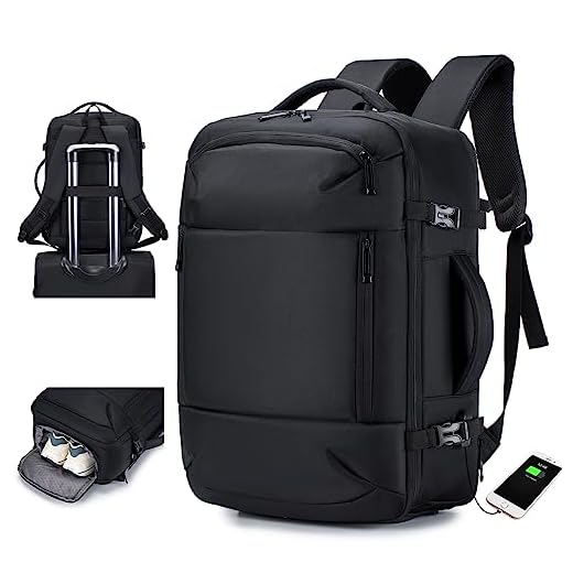 YOODI Mochila de Viaje 45 x 36 x 20 cm, Mochila de Mano Impermeable, Equipaje de Mano Expandible, 17 Pulgadas Mochila de Negocios para Portátil para Hombres y Mujeres, con Enchufe USB