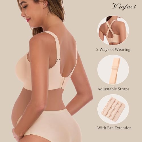 Vinfact 3 Pack Nursing Bras for Breastfeeding Comfort Maternity Bras for Pregnancy Wireless Seamless Breastfeeding Bras4