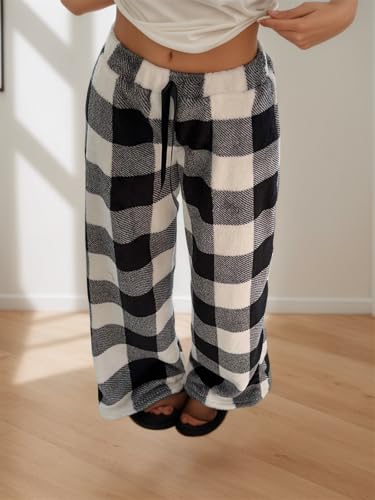 Image of VCM Leopard Print Pants Y2k High Waisted Baggy Trousers Drawstring Fluffy Cheetah Fuzzy Pajama Sleepwear