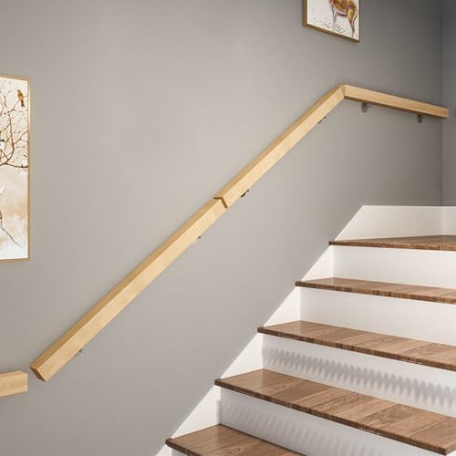 Rampe d'escalier en bois mural avec kit d'installation complet - 4