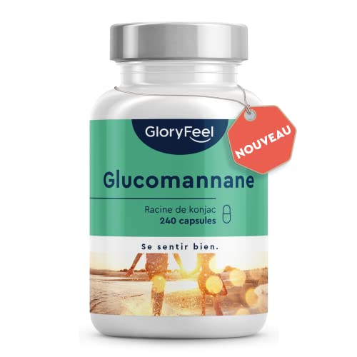 Glucomannane Konjac Pur (4000mg/jour), Coupe Faim, 240 Capsules Hautement Dosée avec Chrome et Vitamine B3, Hypocalorique, Contribue à la Perte de Poids, 100% Végétalien, Sans Arômes et Additifs Cover