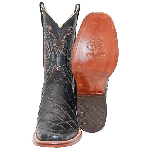 Western Shops Men’s Leather Pirarucu Fish Print Cowboy Western Boots (12, Black) #TOP1
