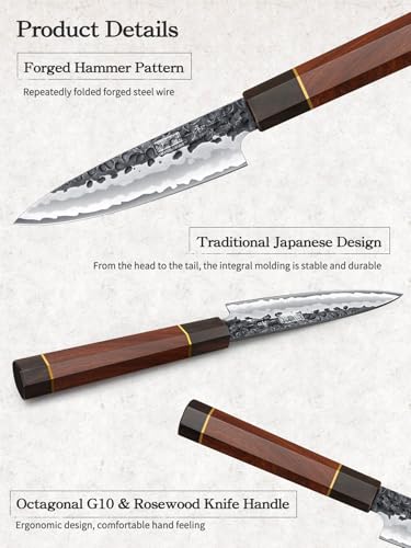 Image of HOSHANHO Paring Knife 3.75 Inch Peeling knife, Razor Sharp Japanese High Carbon Steel Small Kitchen Knife, Hand Forged Fruit Knives for Peeling & Coring with Ergonomic Handle