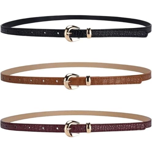 Rfmfkkg Pu Leather Thin Belt Women's Casual Jeans Dress Accessories Belt Simple Gold Pin Buckle Waistband3