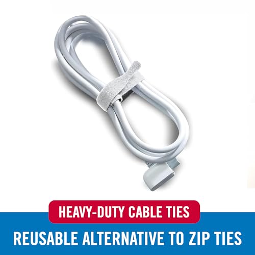 Image of VELCRO Brand White Cable Ties Heavy Duty | 60Pc Bulk Pack | 8 x 1 /2 inch ONE-WRAP Straps | Strong Reusable Wire Management | Cord Bundling for Home Office and Data Centers (Packaging May Vary)